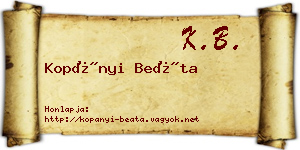 Kopányi Beáta névjegykártya