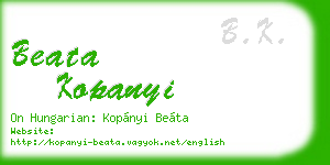 beata kopanyi business card